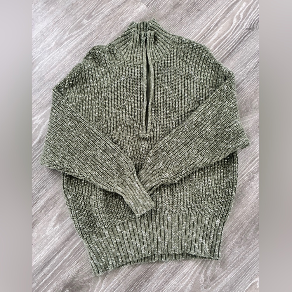 OFFLINE BY AERIE COZY HALF ZIP | XS | TEXTURED GREEN